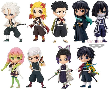 Banpresto Deamon Slayer Q Posket Petit Mini Figure Vol.3 4 5 Hashira Qposket Giyu Obanai Mitsuri Tengen Gyoumei Muichirou Shinobu Sanemi Kyojuro Rengoku Set of 9 Size 2.7″