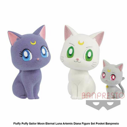 Fluffy Puffy Sailor Moon Eternal Luna Artemis Diana Figure Set Posket Banpresto